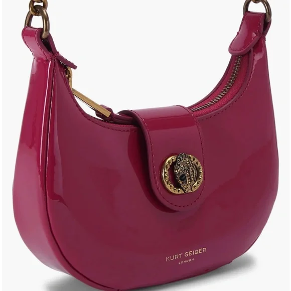 Kurt Geiger London Small Leather Chelsea Hobo Crossbody Bag  in Fuchsia NWT - Picture 3 of 5